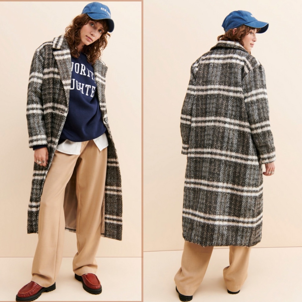 Glamorous Plaid Multicolored Oversized Coat